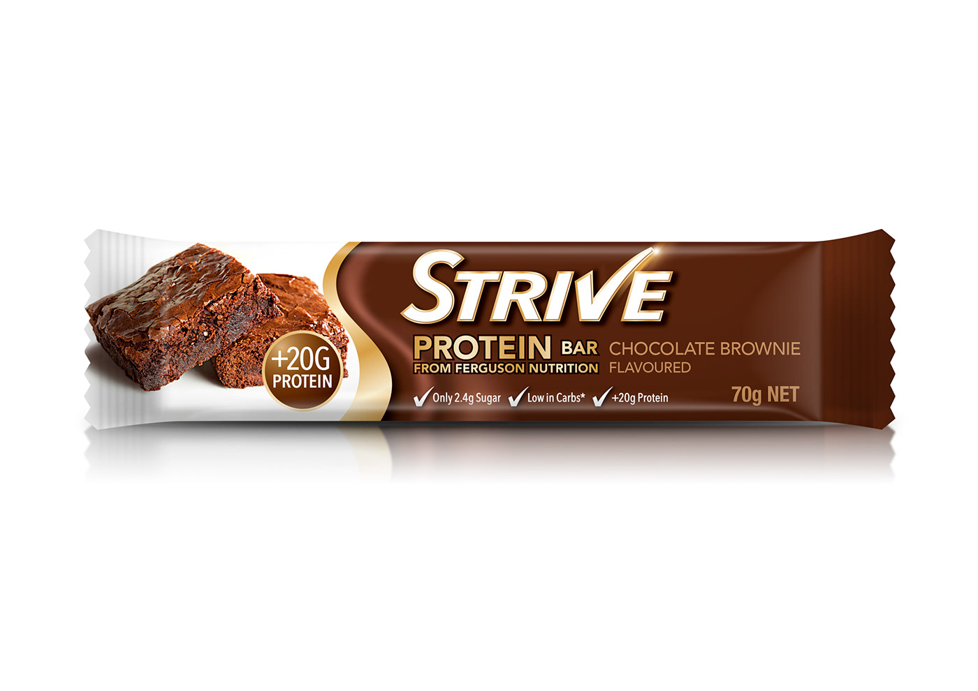 Strive Protein Bar Chocolate Brownie flavoured variant product render.