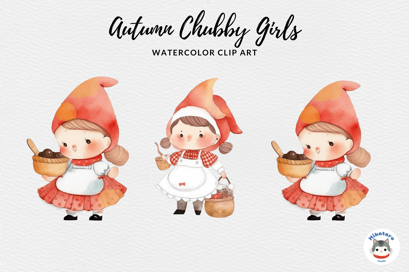 autumn chubby girl watercolor girls cute