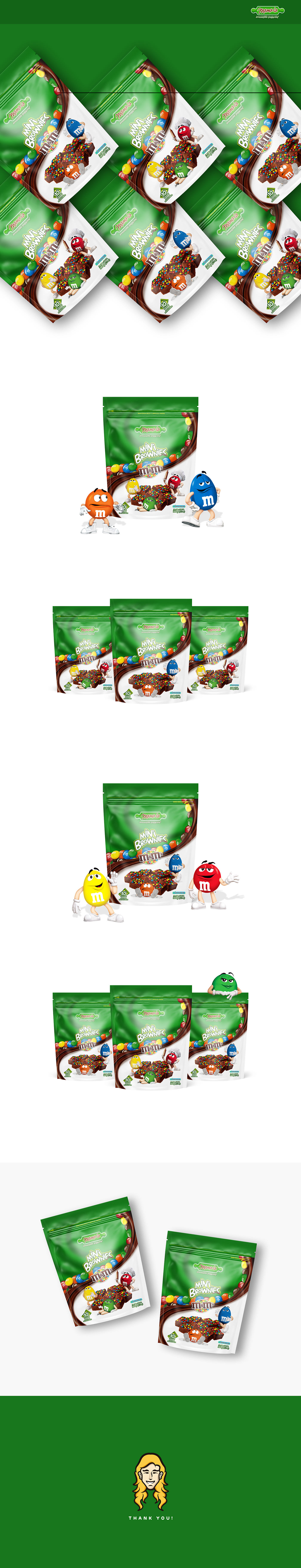 M&Ms brand chocolate branding  Packaging brand identity brownie graphic design  MAMA IA packaging design