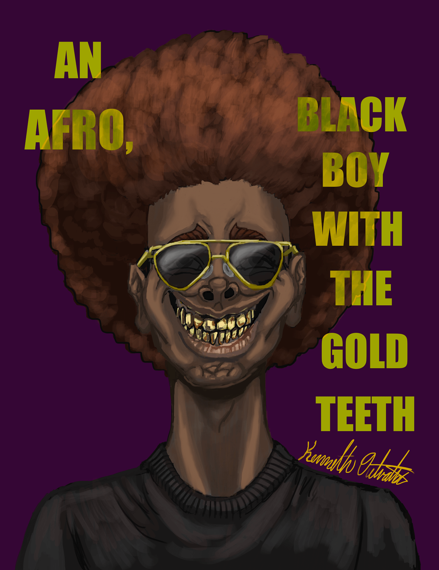 afro aviators Black Boy black shirt Grills inspired art from lyrics lil nas x mouth grill