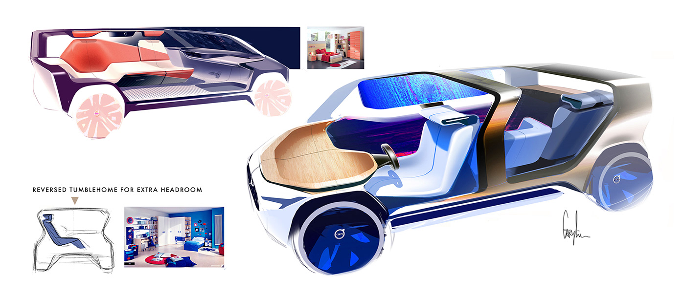 Alias car design Car Interior Electric Car family car interior design  photoshop sketch Volvo product design 