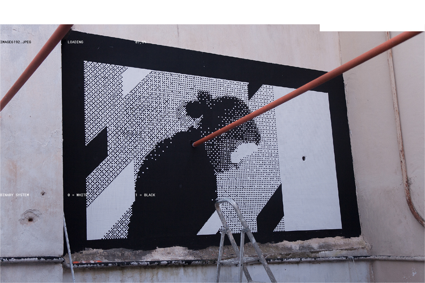 pixel ILLUSTRATION  dataism Urban grid Graffiti black and white Street Art 