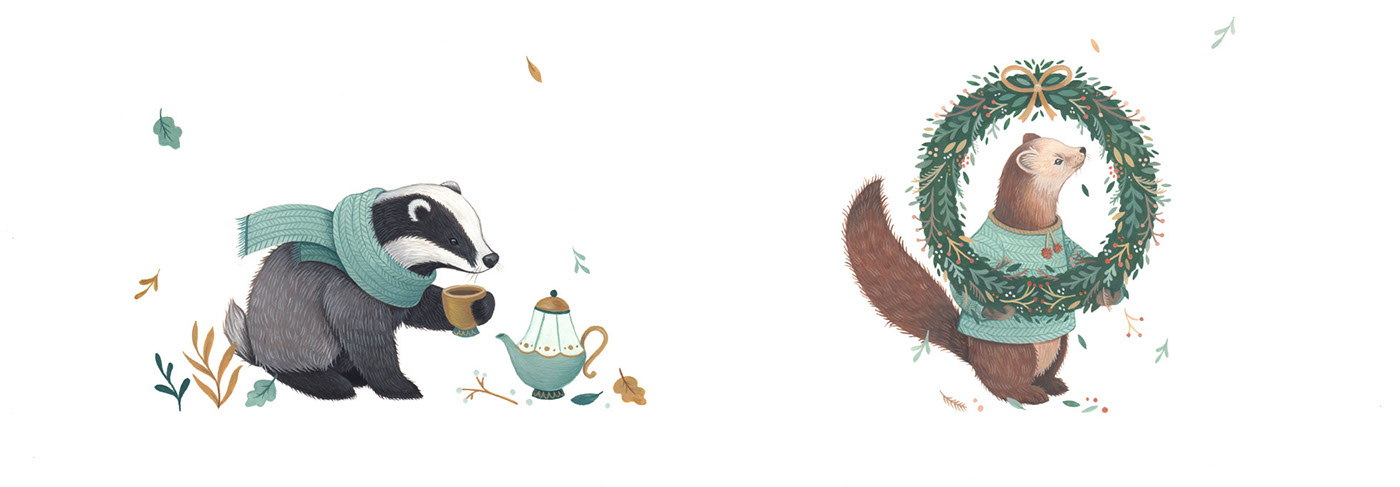calendar kids ILLUSTRATION  cute animals stationary papergoods   bunny Hedgehog raccoon