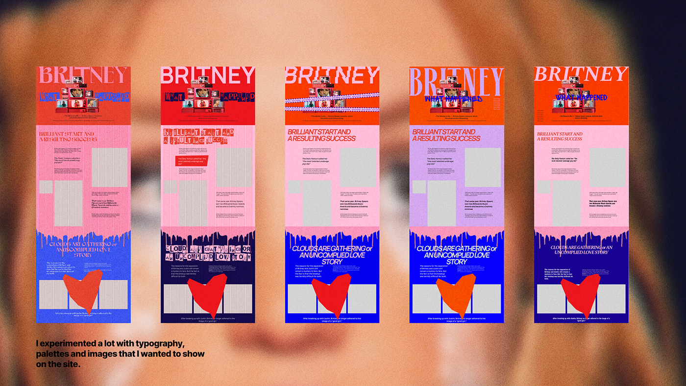 Web Design  Website red blue pink Britney Spears texuture Awards animation  tilda