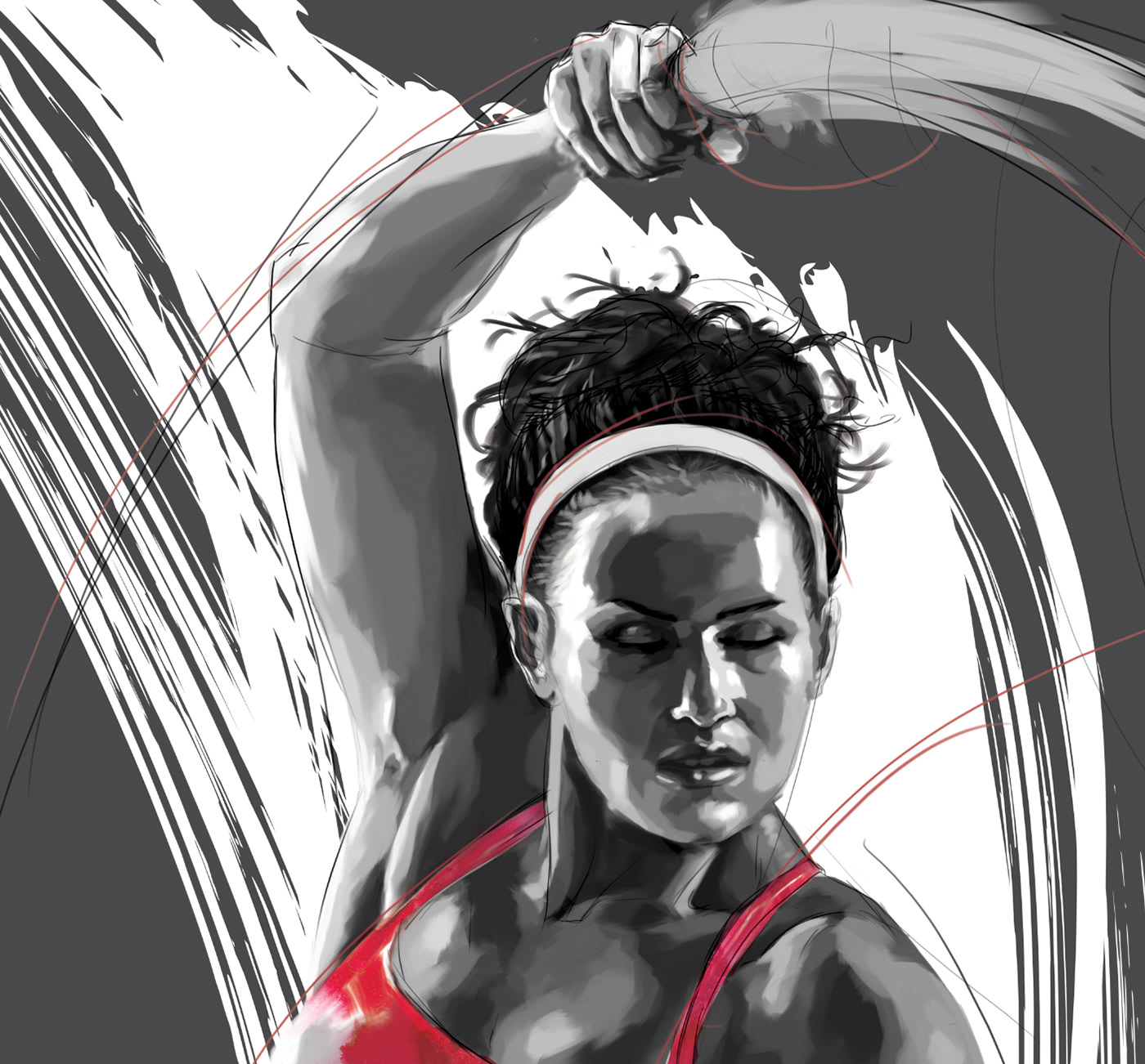 sports Health insurance painting   digital painting gymnastics India athelete Realistic Painting