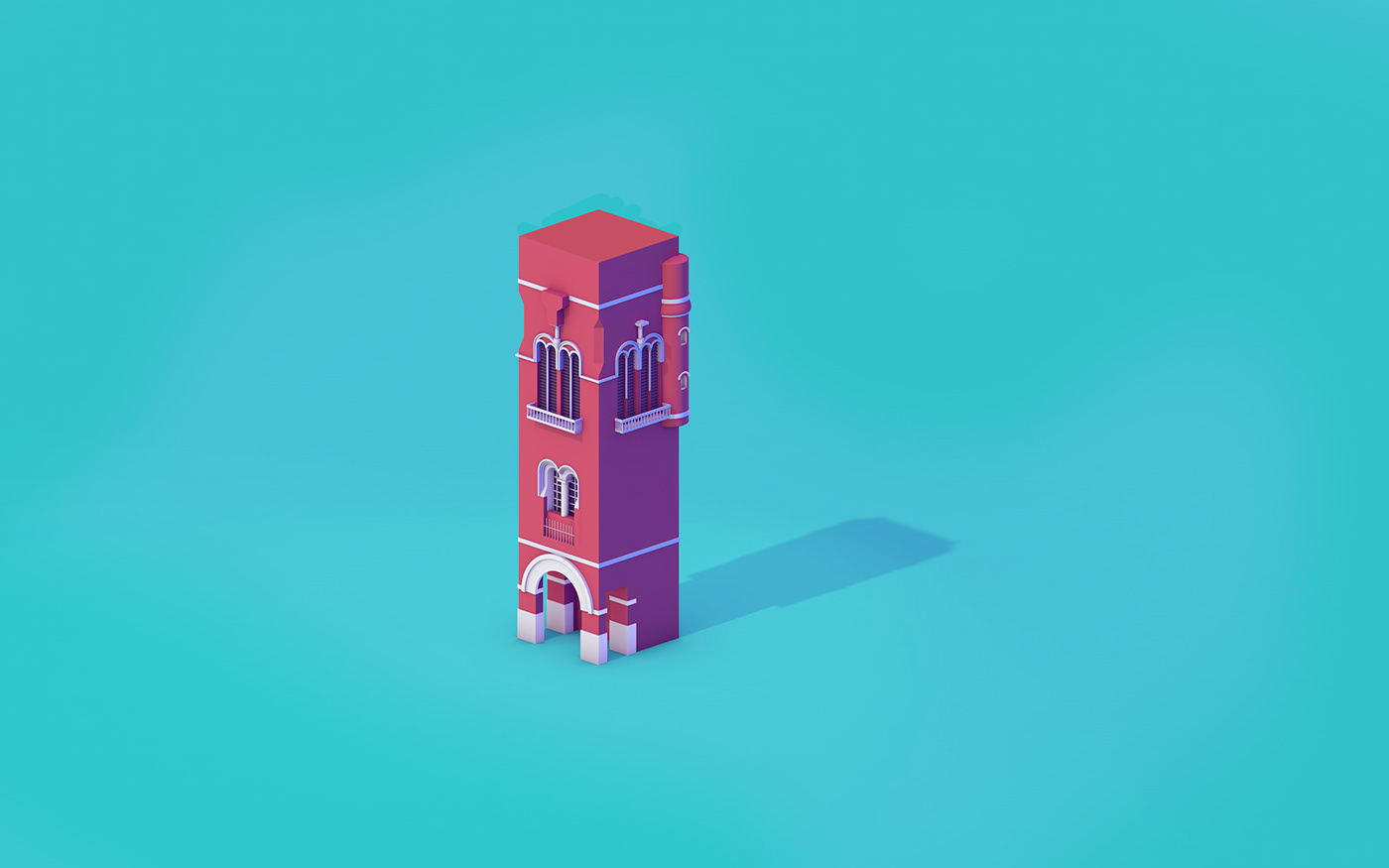 3D cinema4d c4d Isometric building India architecture icons vray octane