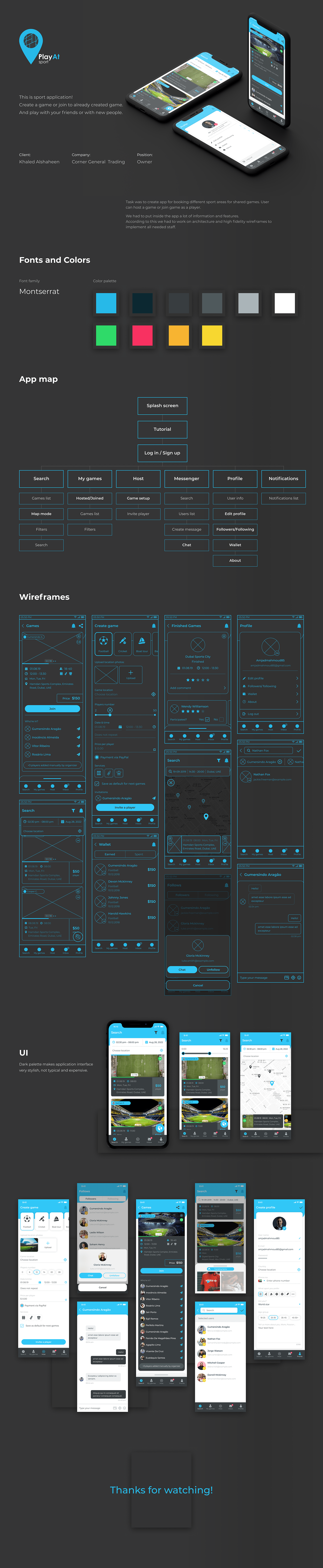 UI/UX sport mobile design Figma dark game creative blue team