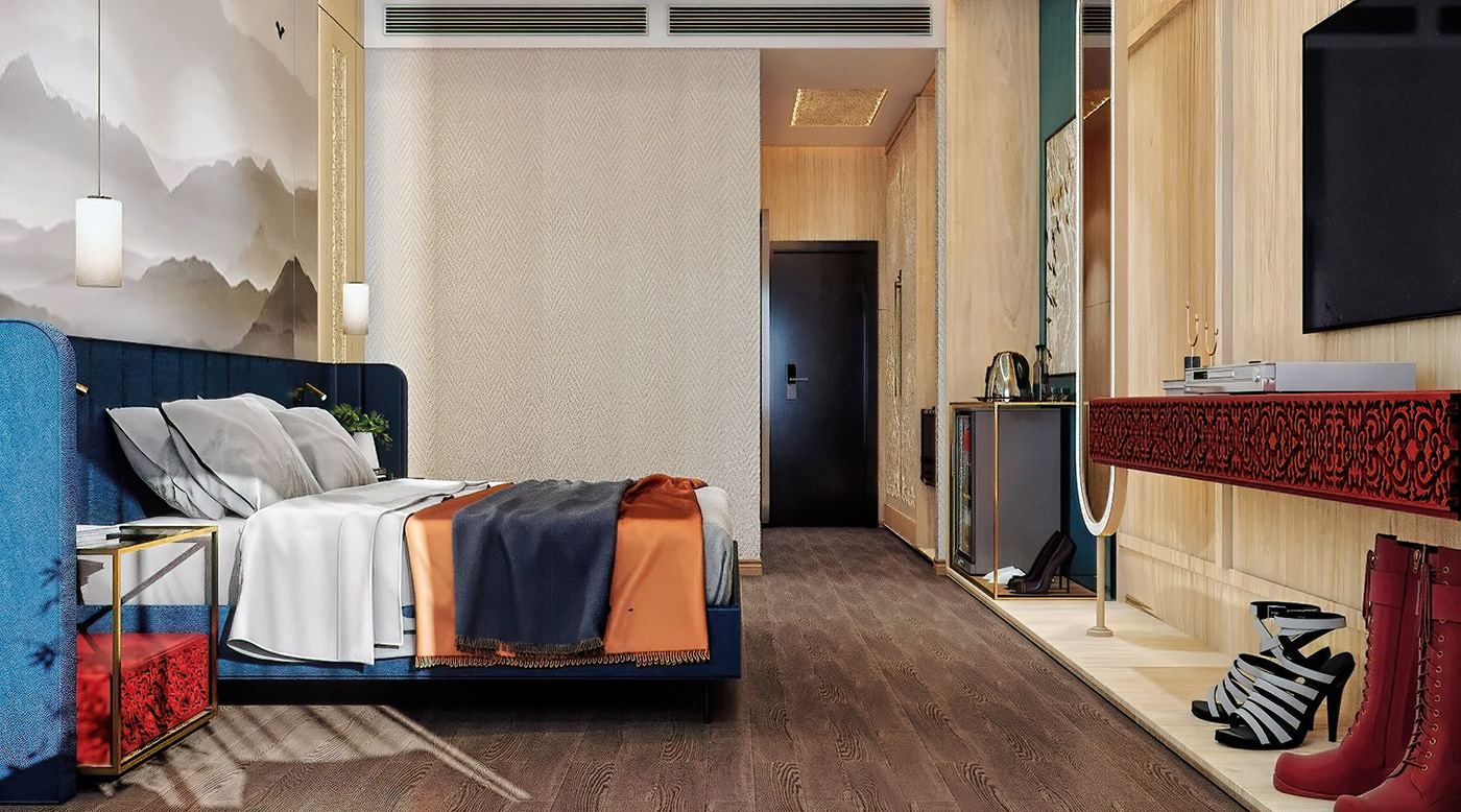 bedroom bedroom design Interior Render modern visualization minimal simple Hotel Bedroom Design
