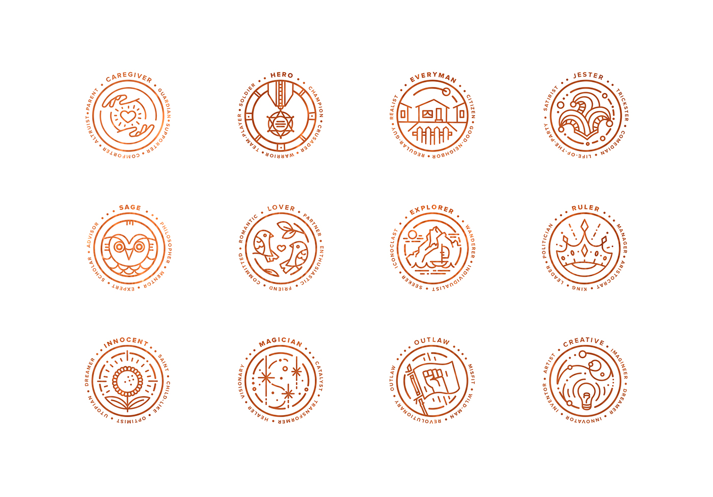 #monoweight Icon branding  archetype logo copper Sage everyman lover
