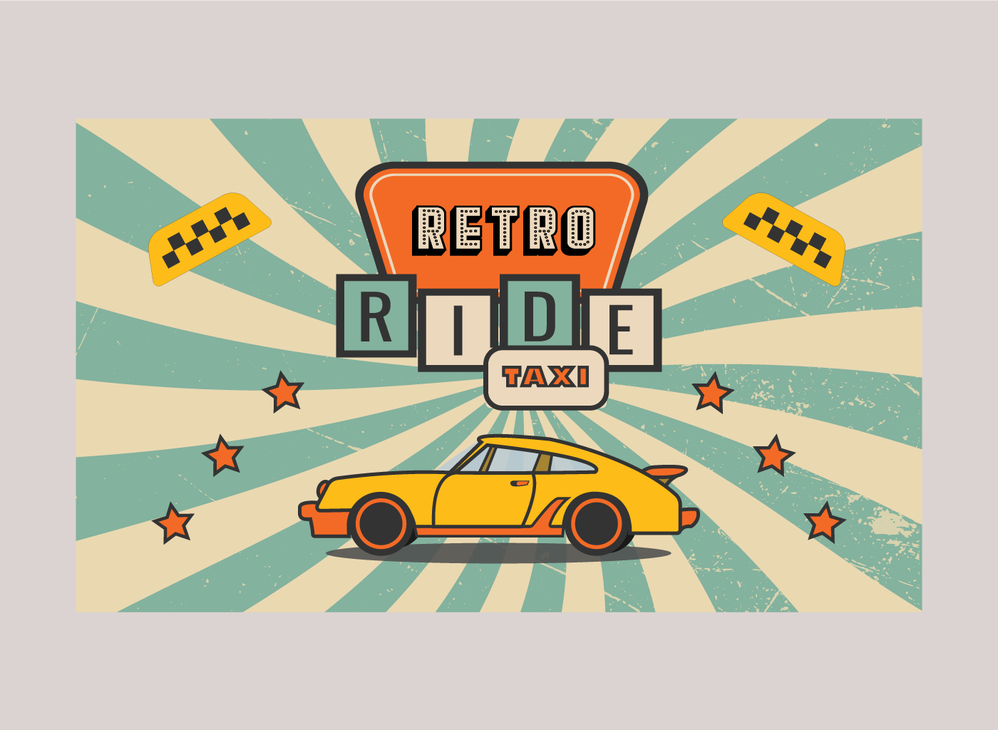 business card taxi Retro car design визитка такси ретро машина дизайн