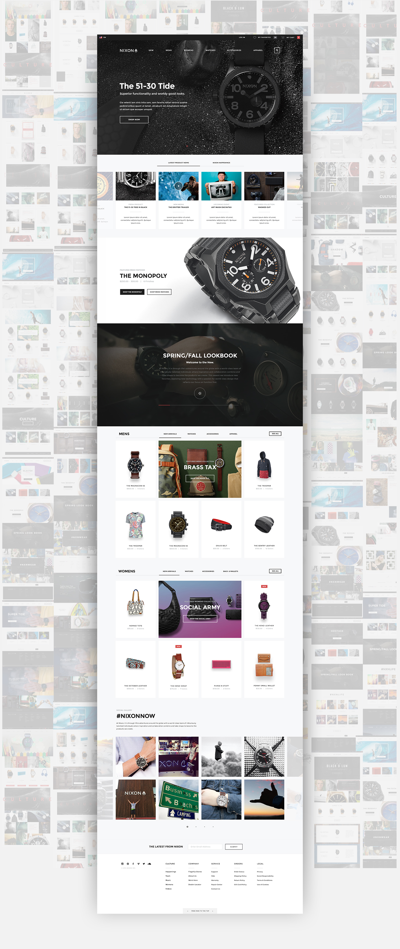 Nixon e-commerce Ecommerce Website Design Watches Nixon watches lifestyle brands user experience user interface User Experience Design accessories brand