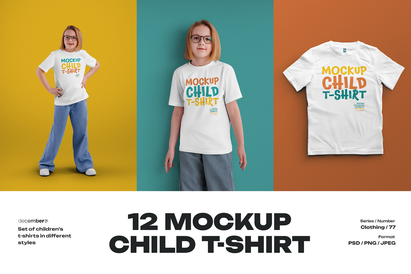 Mockups of a Kids T-shirt + 3 Free on Behance