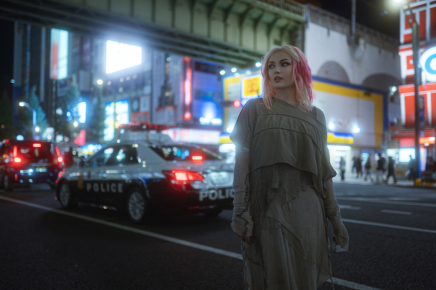 tokyo japan portrait photoshoot neon city night Style