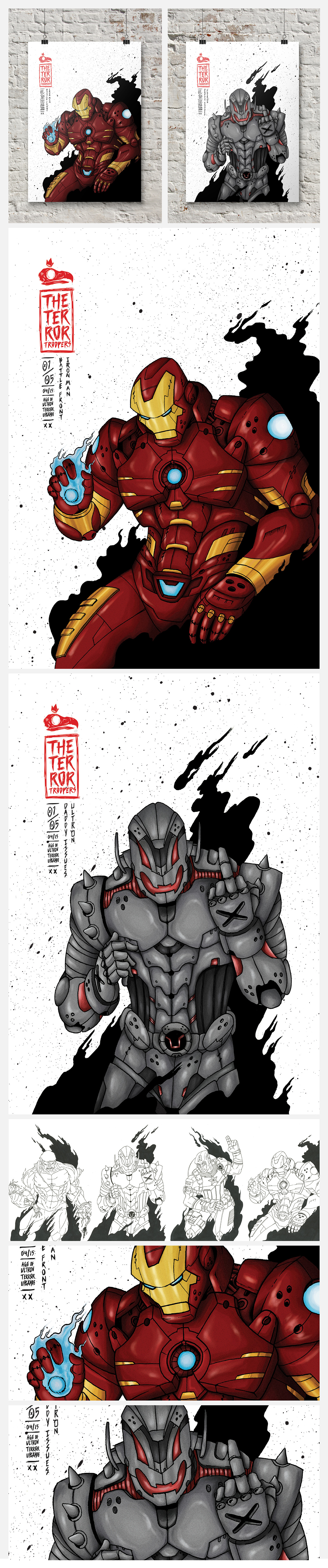 The Terror Troopers ink digital ultron iron man REMIX Terror troopers MixMedia prints age of ultron