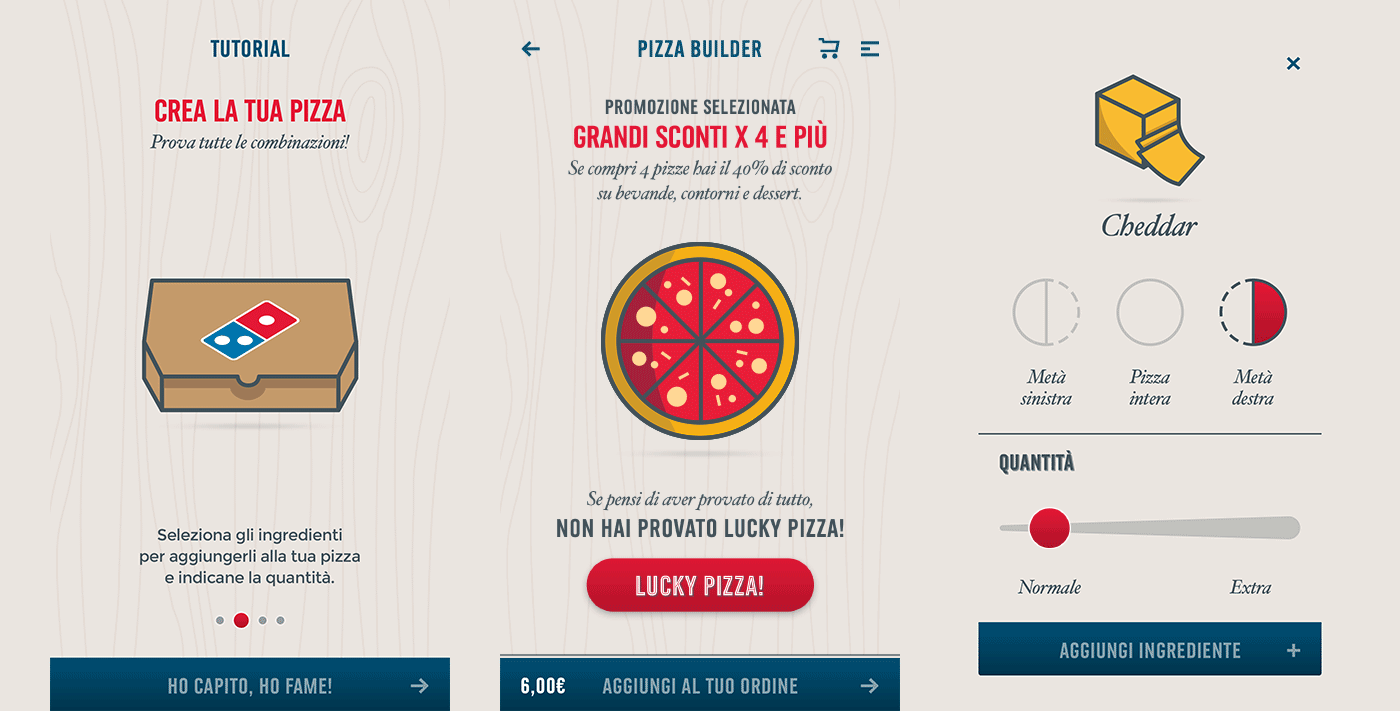 app design Domino’s ILLUSTRATION  interaction Interface mobile Pizza UI ux