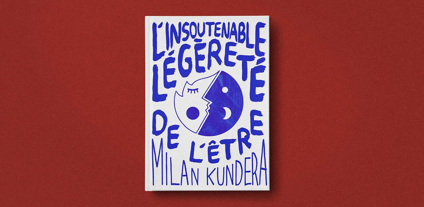book cover couverture de livre design graphique edition graphisme ILLUSTRATION  kundera livre prague typography  