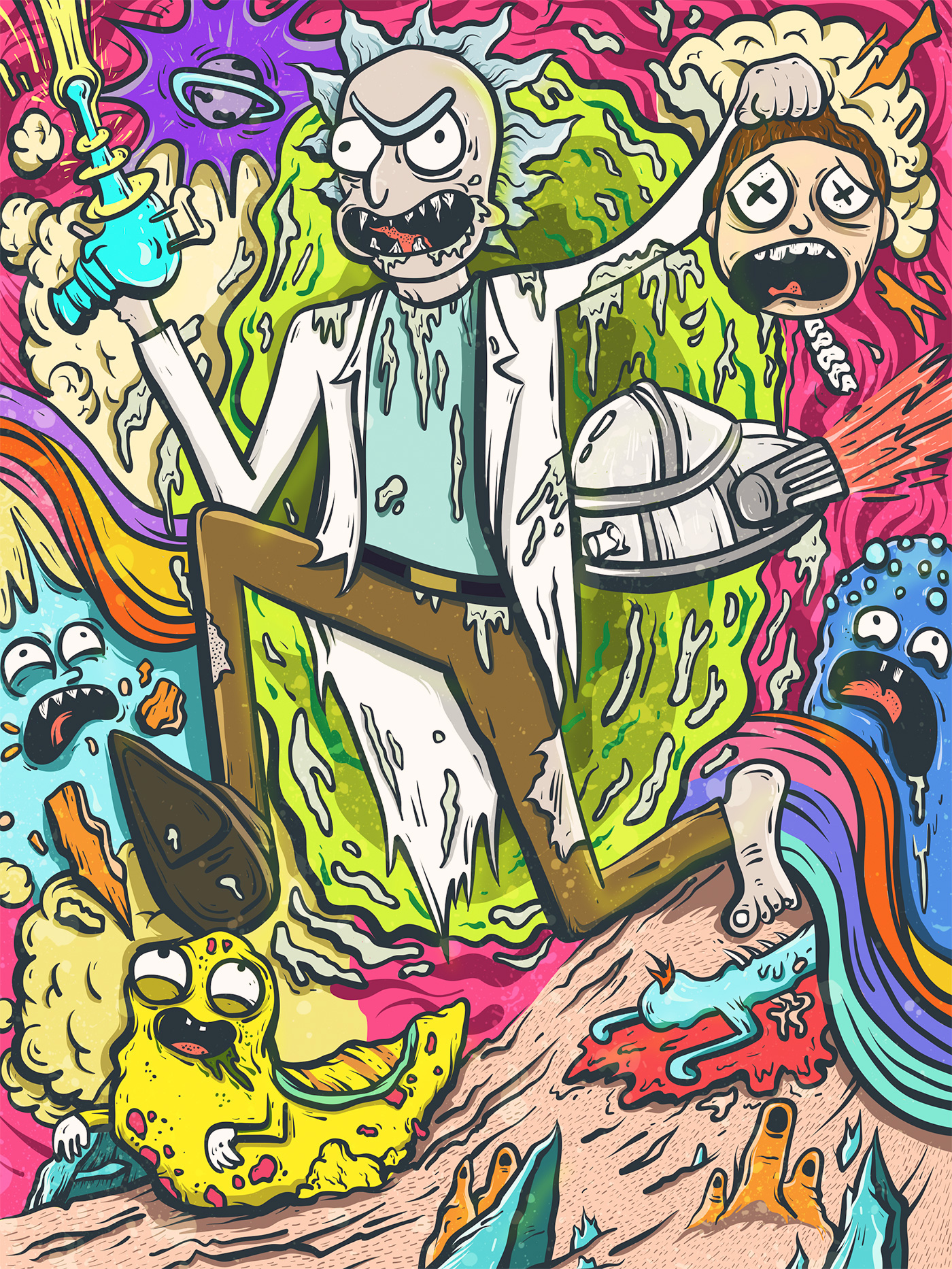 rick and morty,Illustration,Art Direction,Drawing.