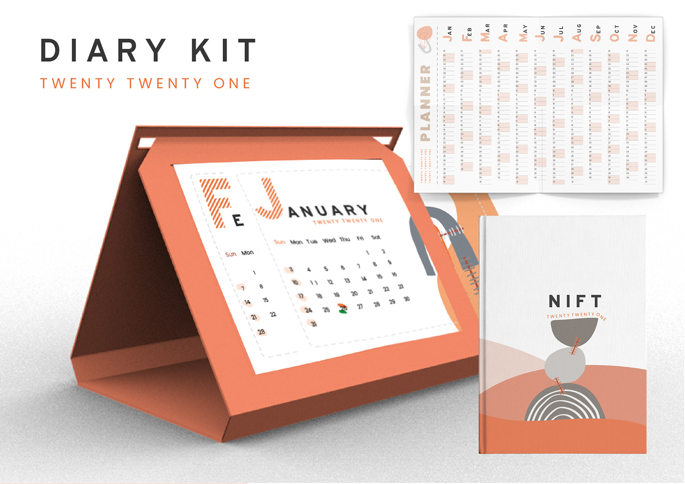 branding  Calender design Diary diary kit NIFT nift diary planner Stationery