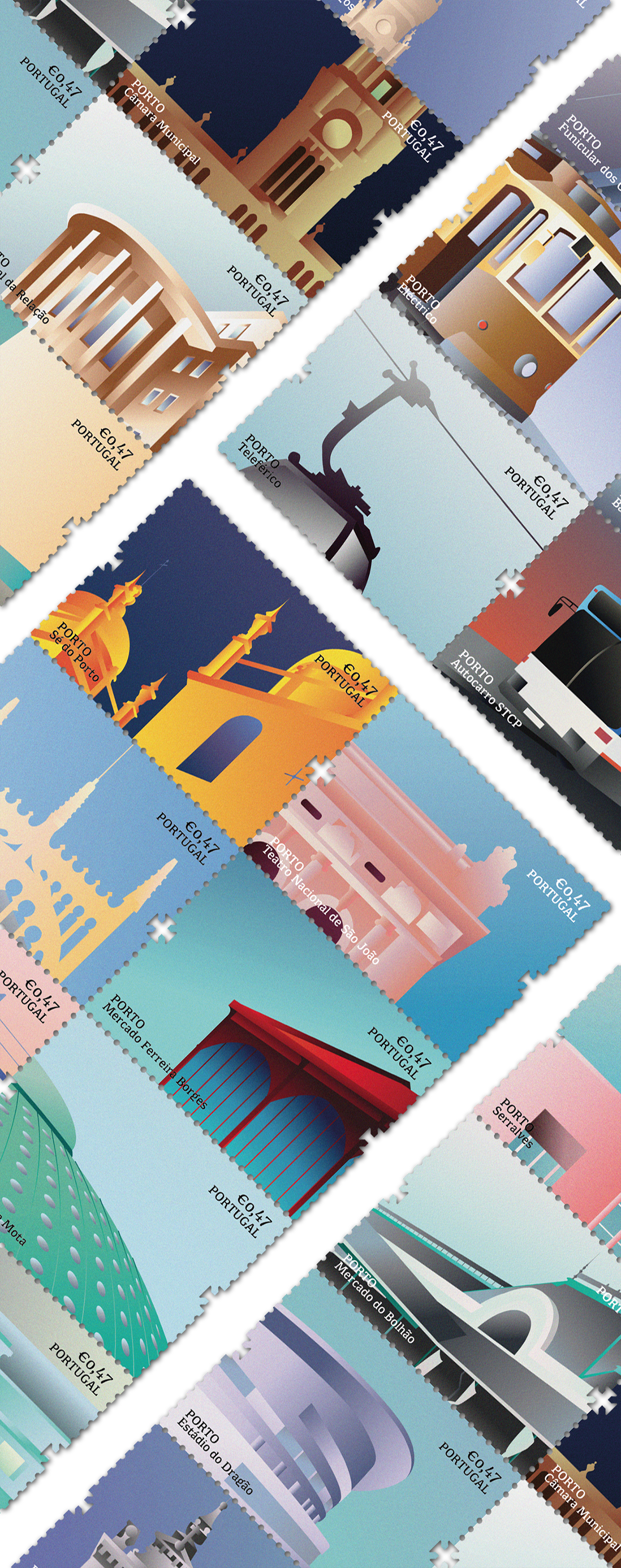 stamps Selos porto Oporto city cidade scellés ILLUSTRATION  Up Studio design