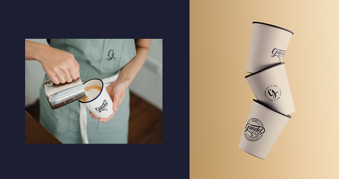 Apron design for restaurant workers and graphic design of cups to serve coffee.