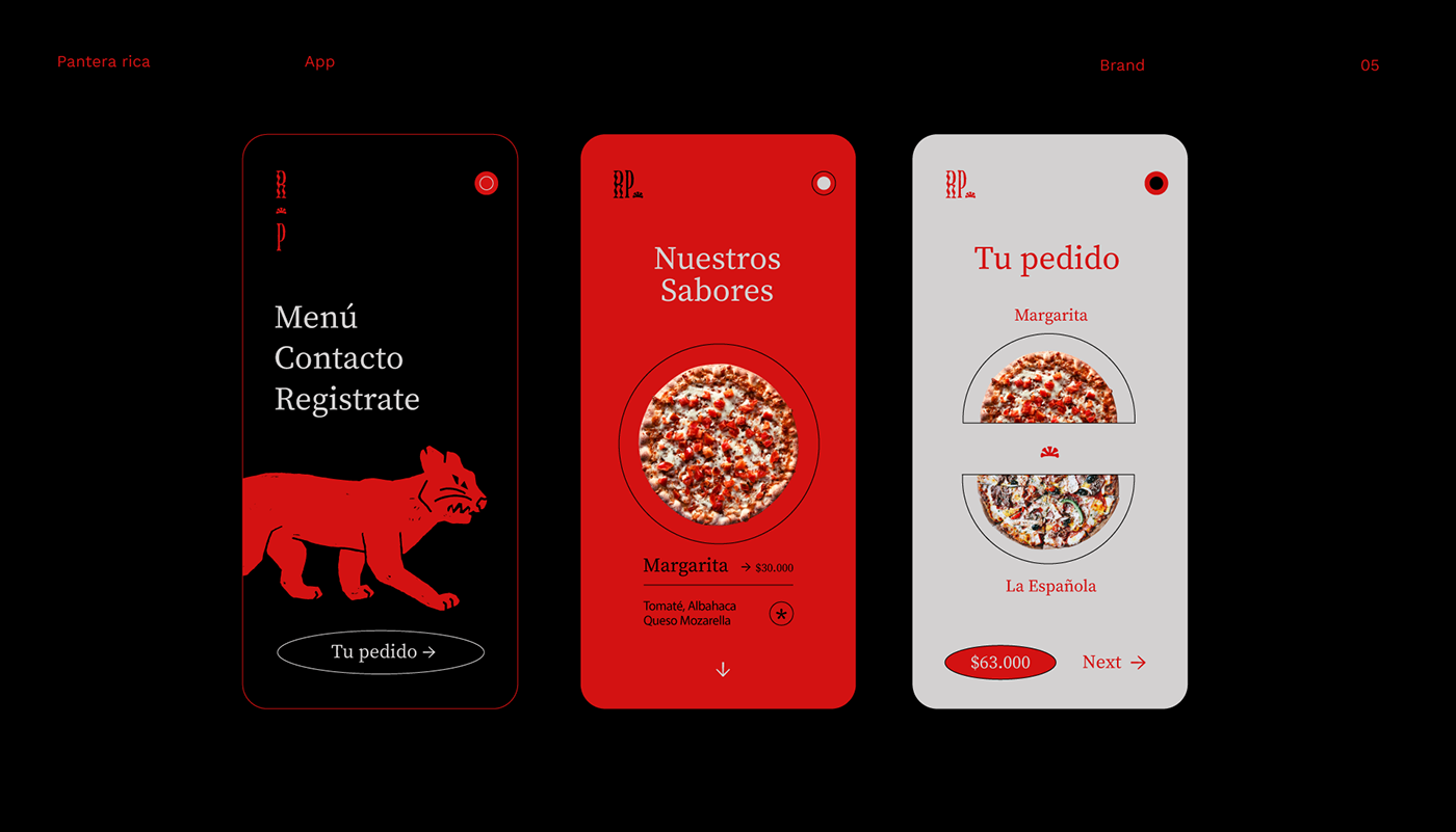 branding  fastfood foodbranding Packaging panther Pizza ui design Web brand minimalist