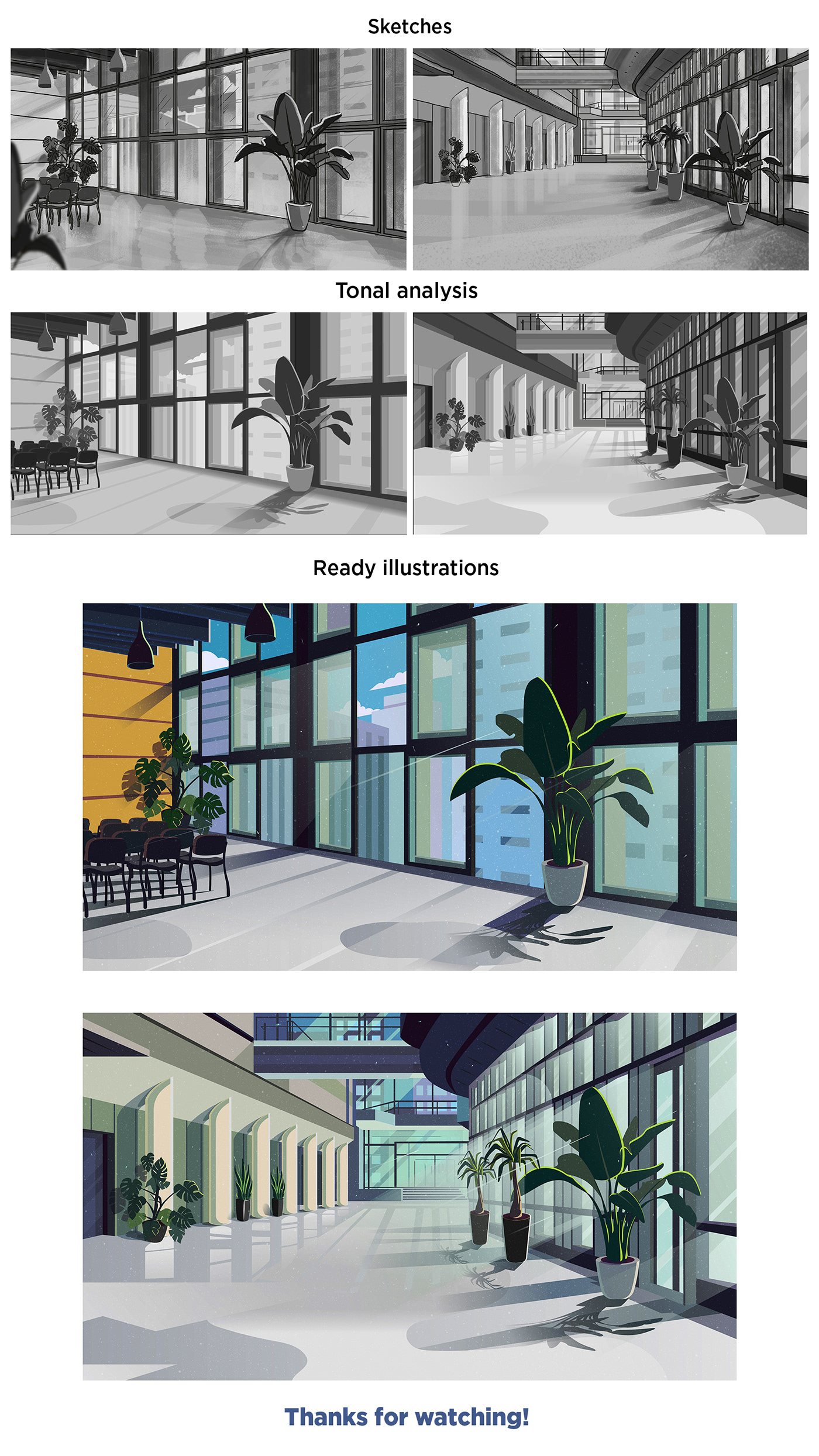 2D cartoon Drawing  ILLUSTRATION  Illustrator Interior Office Plant process vector