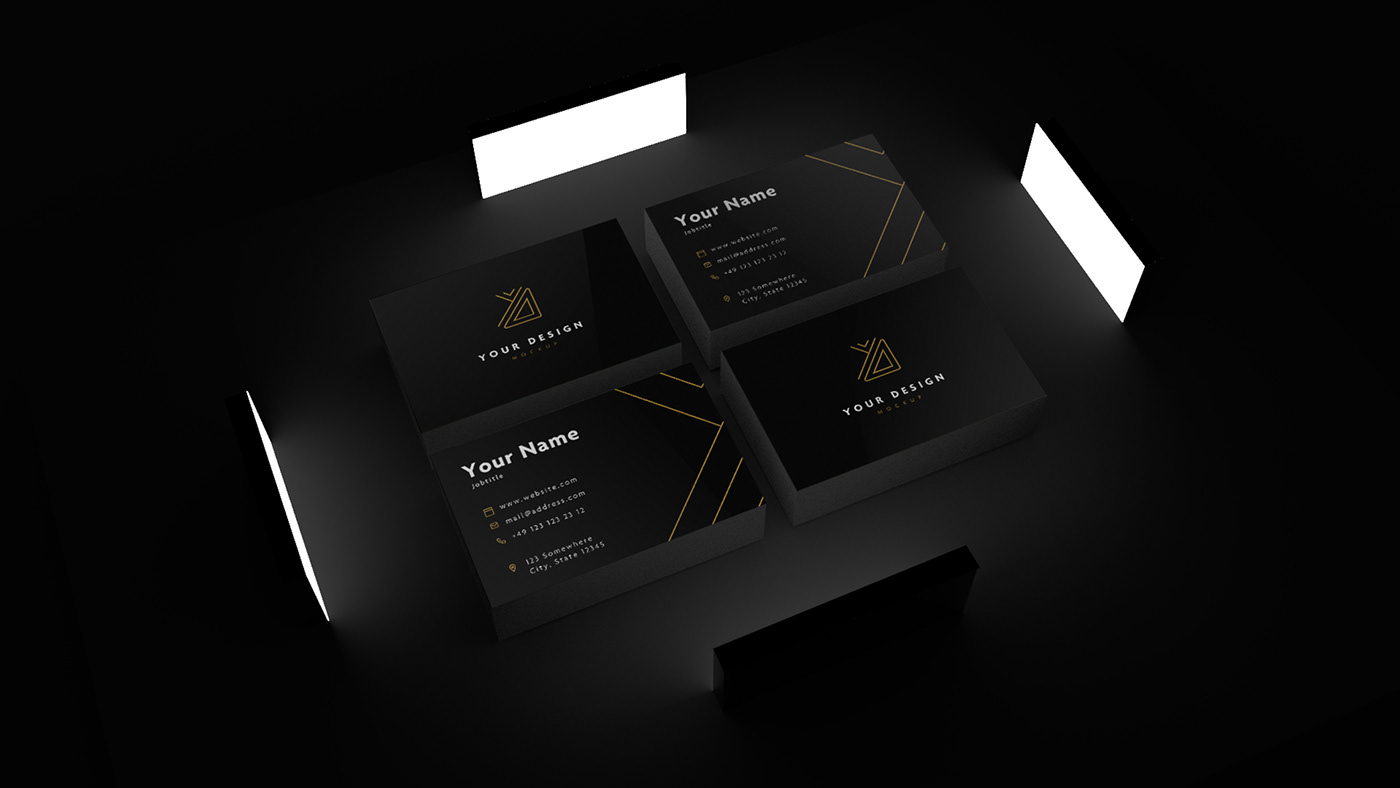 black bundle business card dark elegant Mockup noir stationary template Office