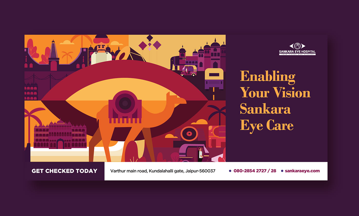 ILLUSTRATION  Jaipur Rajasthan indian culture eyecare Hoarding vectror indian tradition&culture