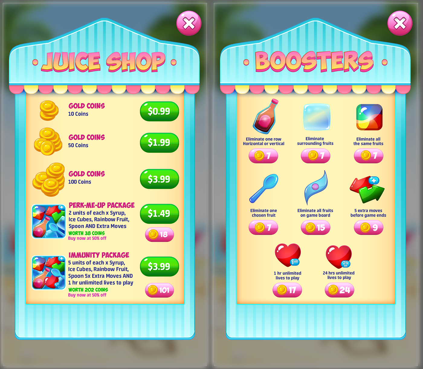 match-3 game match-3 Game Art game design  Fruit fruits Fruit Punch UI game ui Interface