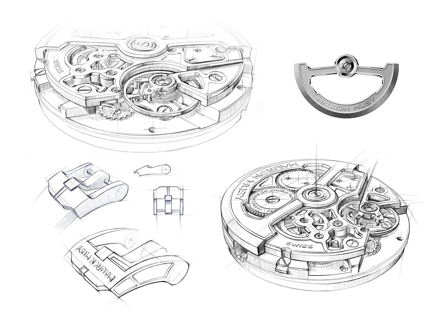 watch watch design sketch rendering Drawing  horlogerie swiss made industrial design  Watches