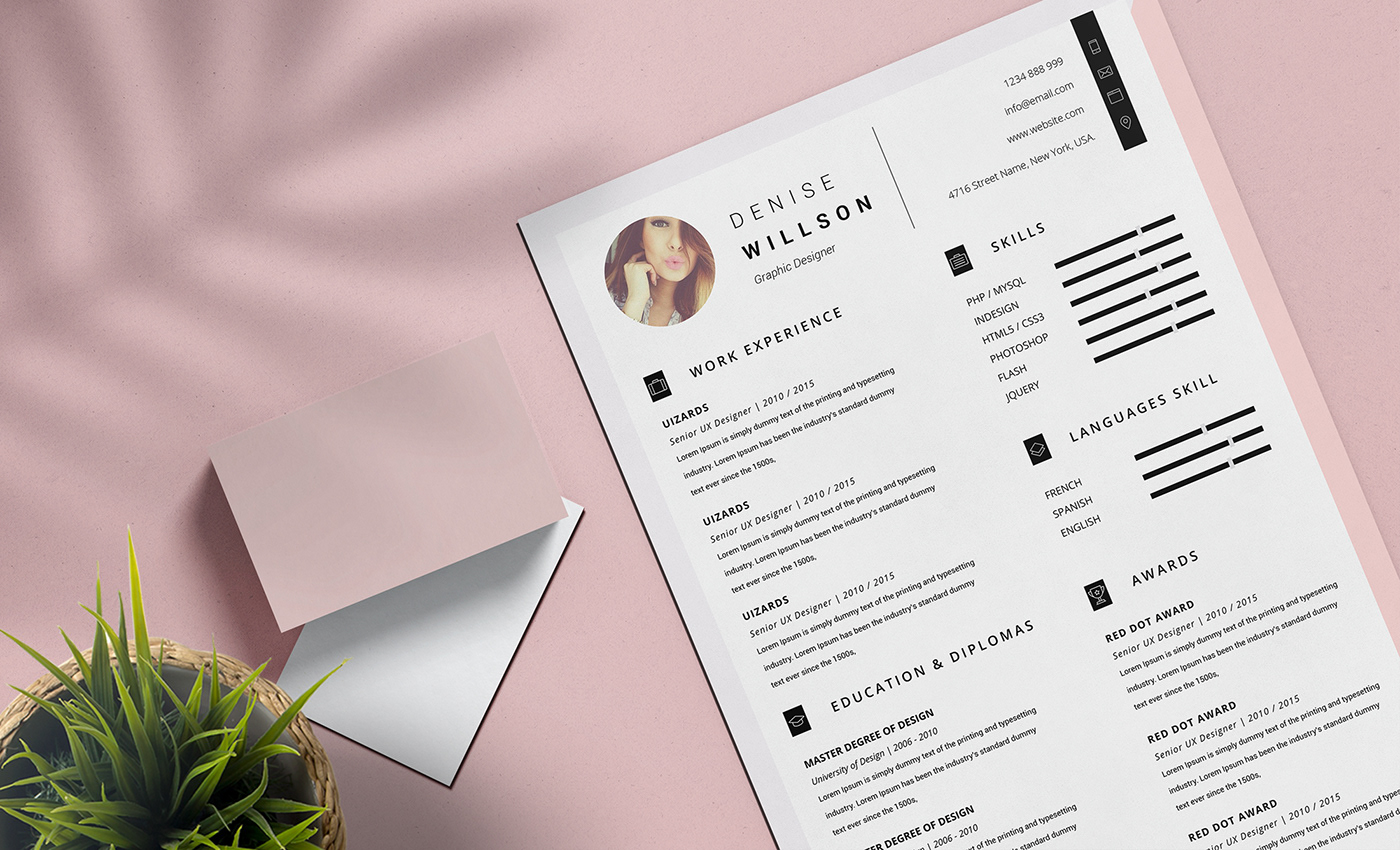resume feminine Resume InDesign Resume Infographic resume minimal pages Resume Portfolio Resume Professional word