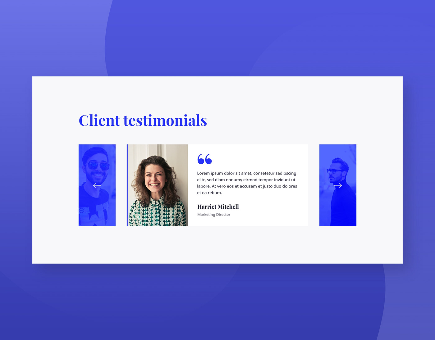 Client comment daily review Testimonial UI