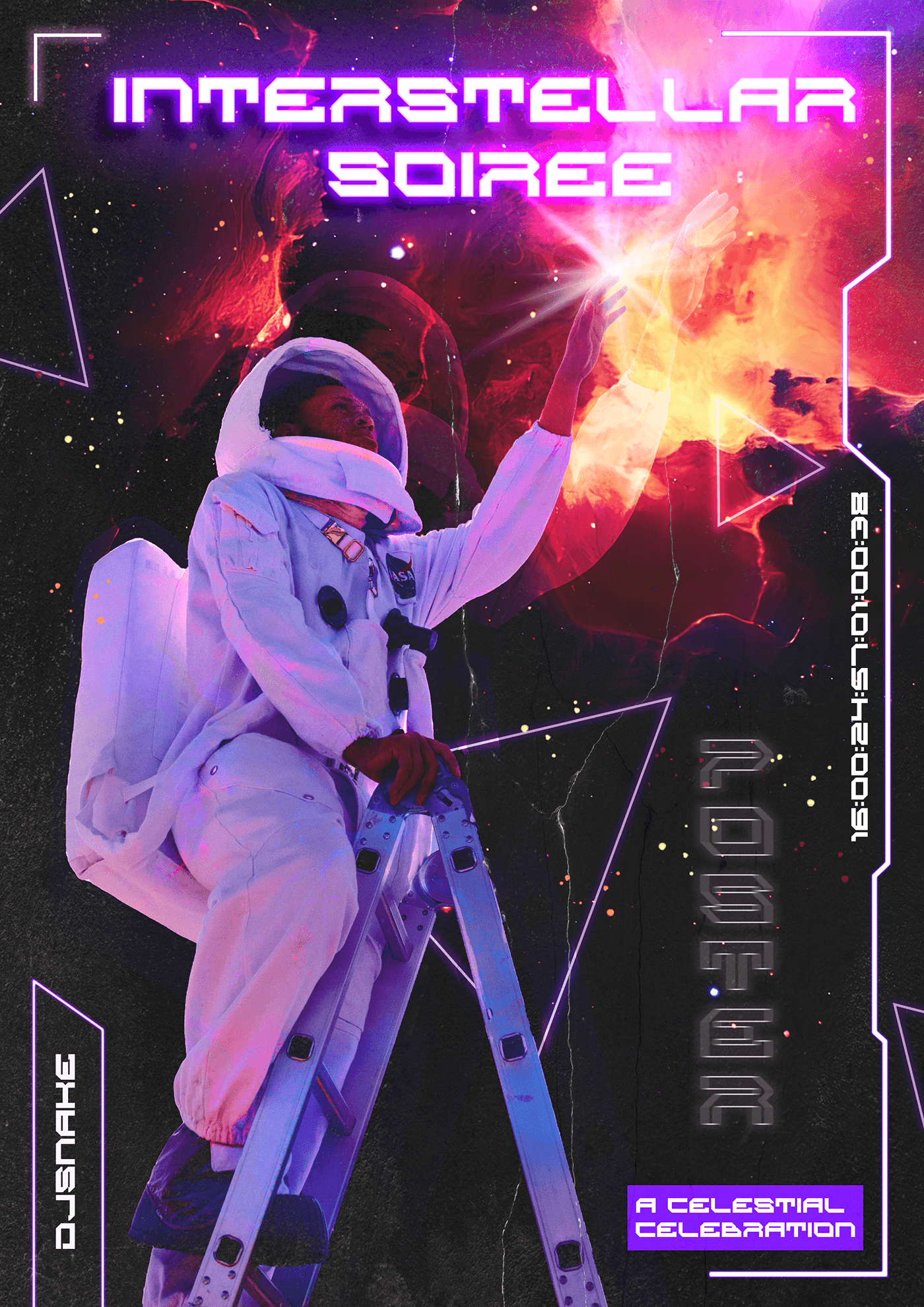 graphic design  design photoshop poster Poster Design astronaut galaxy universe texture Cyberpunk