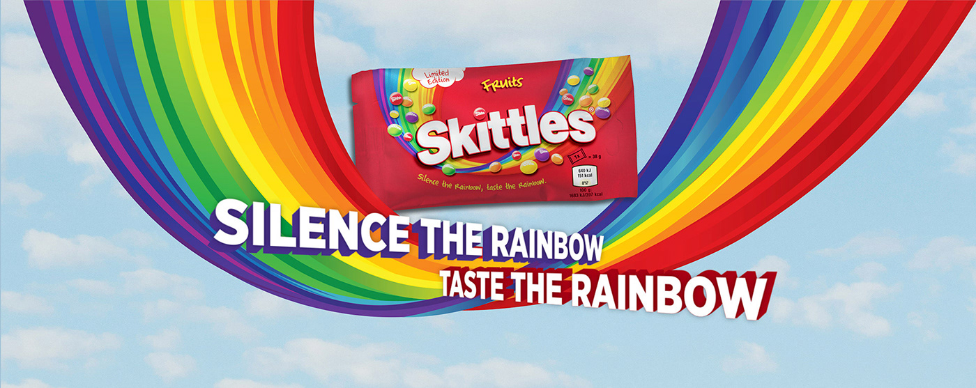 Advertising  limited edition mute Packaging product design  shhh silence silence the rainbow silent pack skittles