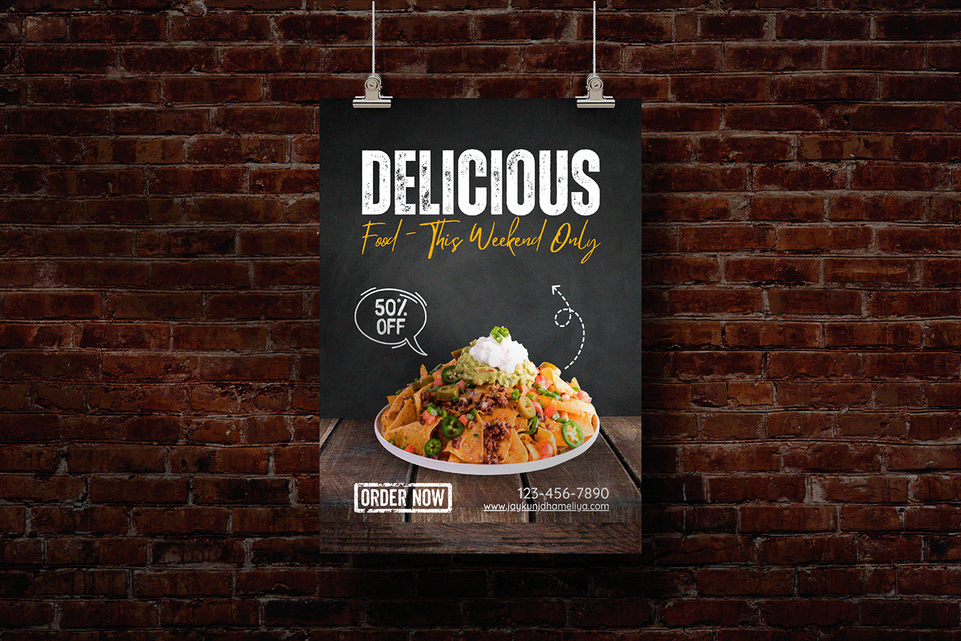 White grey minimalist discount Food  Promotion poster Advertising  delicious food promotion