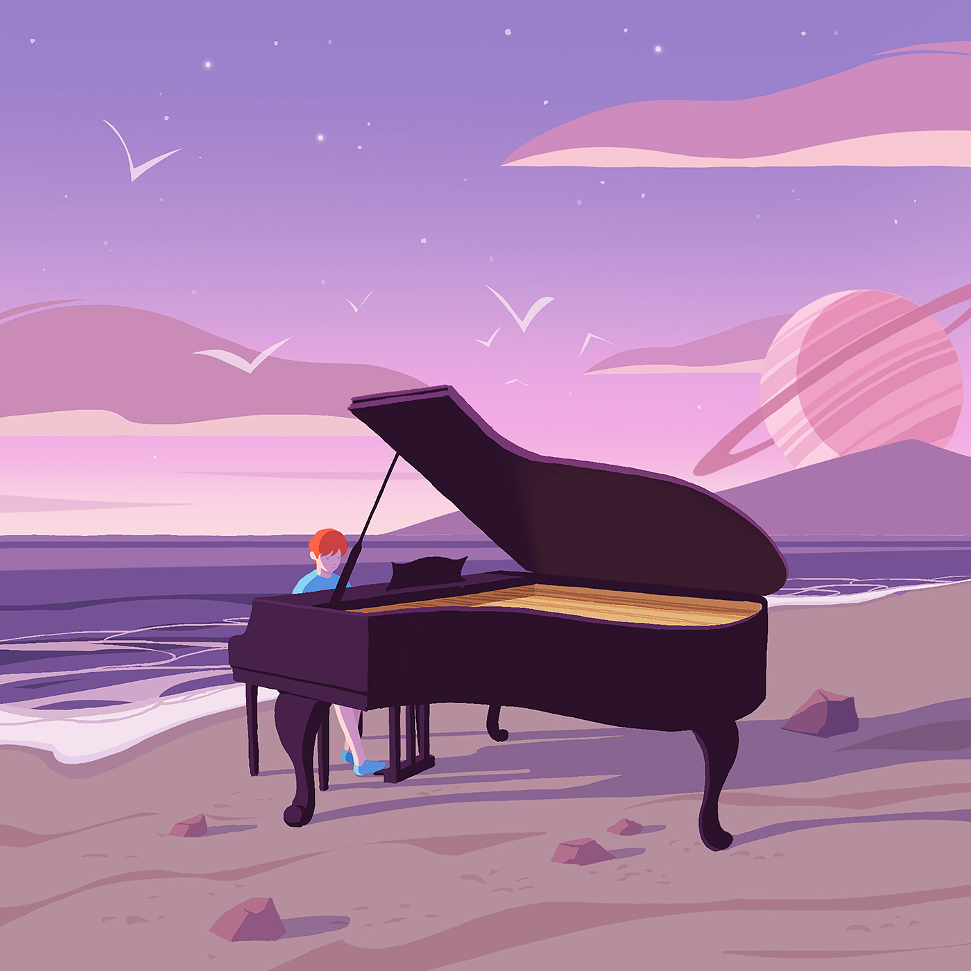 anime beach Classic Classical fantasy Magic   music nostalgic Piano sunset