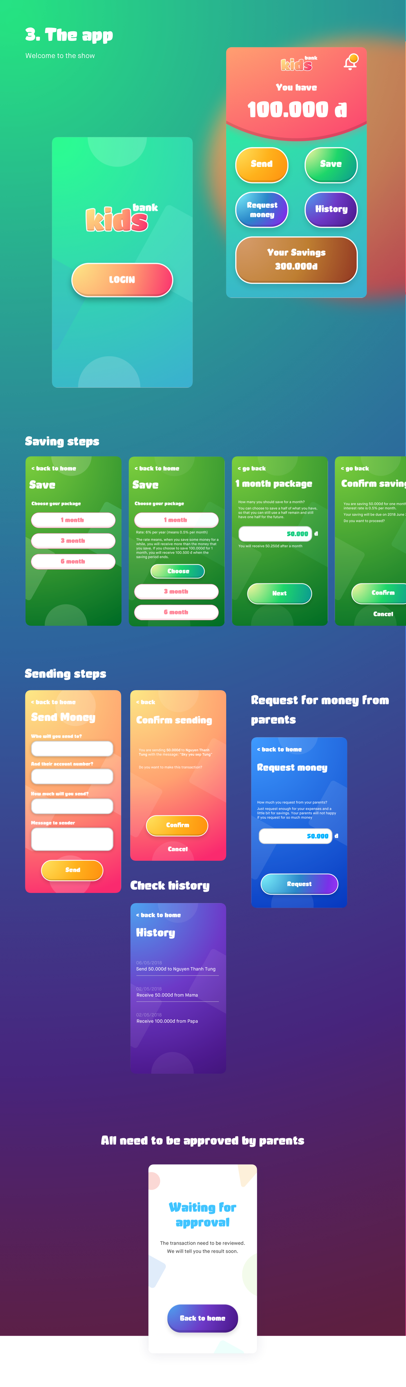 UI ux kids app banking app app design