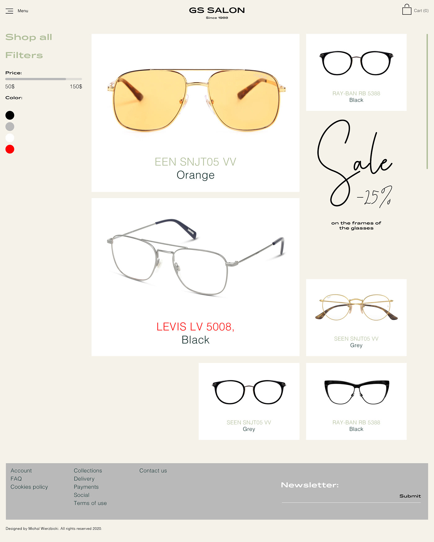 Adobe XD design Ecommerce Fashion  glasses minimal store UI ux Web Design 