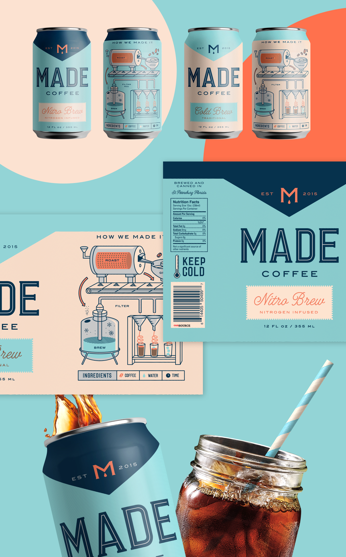 Coffee Packaging design branding  coldbrew can labels