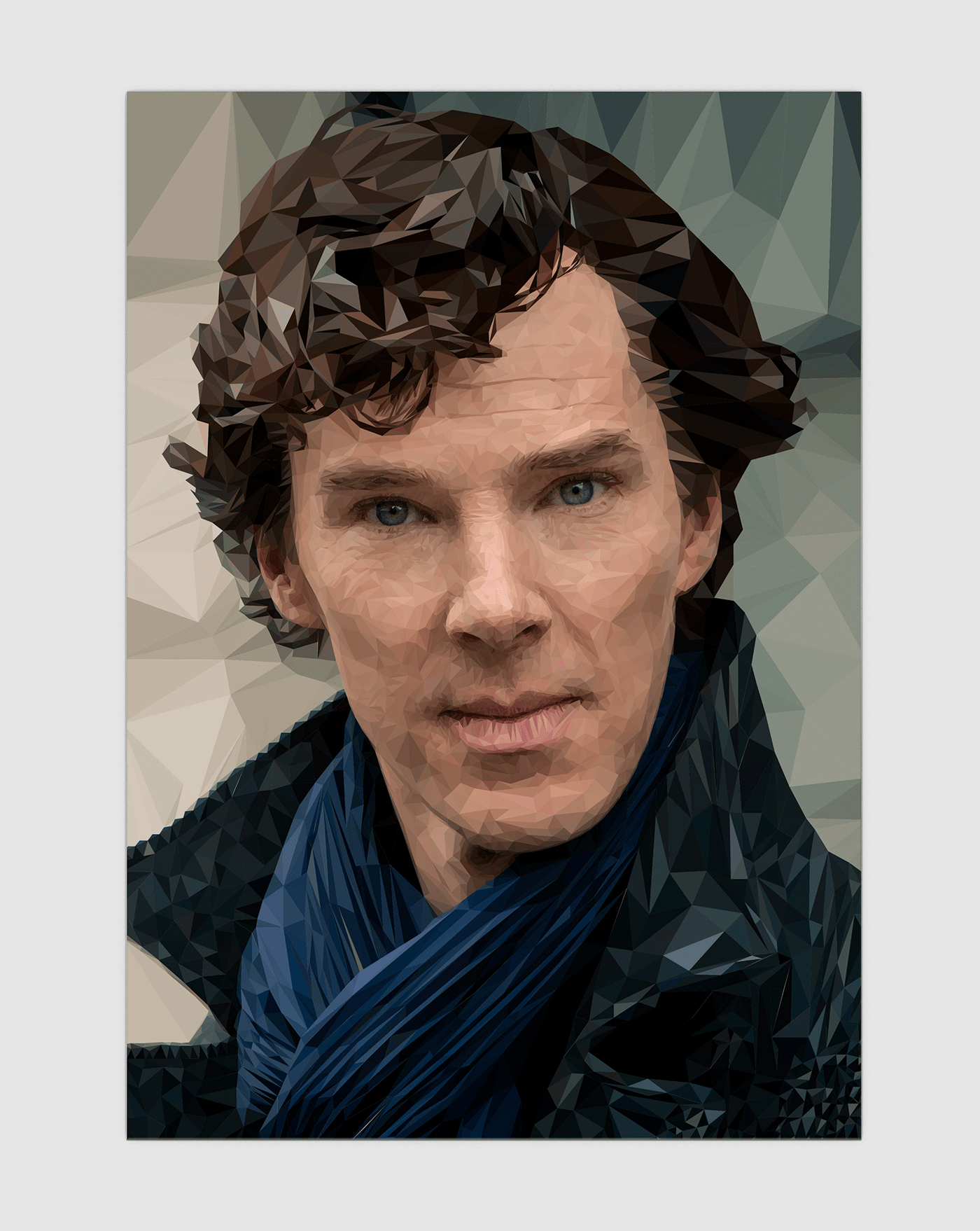 portrait Sherlock Holmes Low Poly polygon Illustrator vector adobe illustrator Benedict Cumberbatch