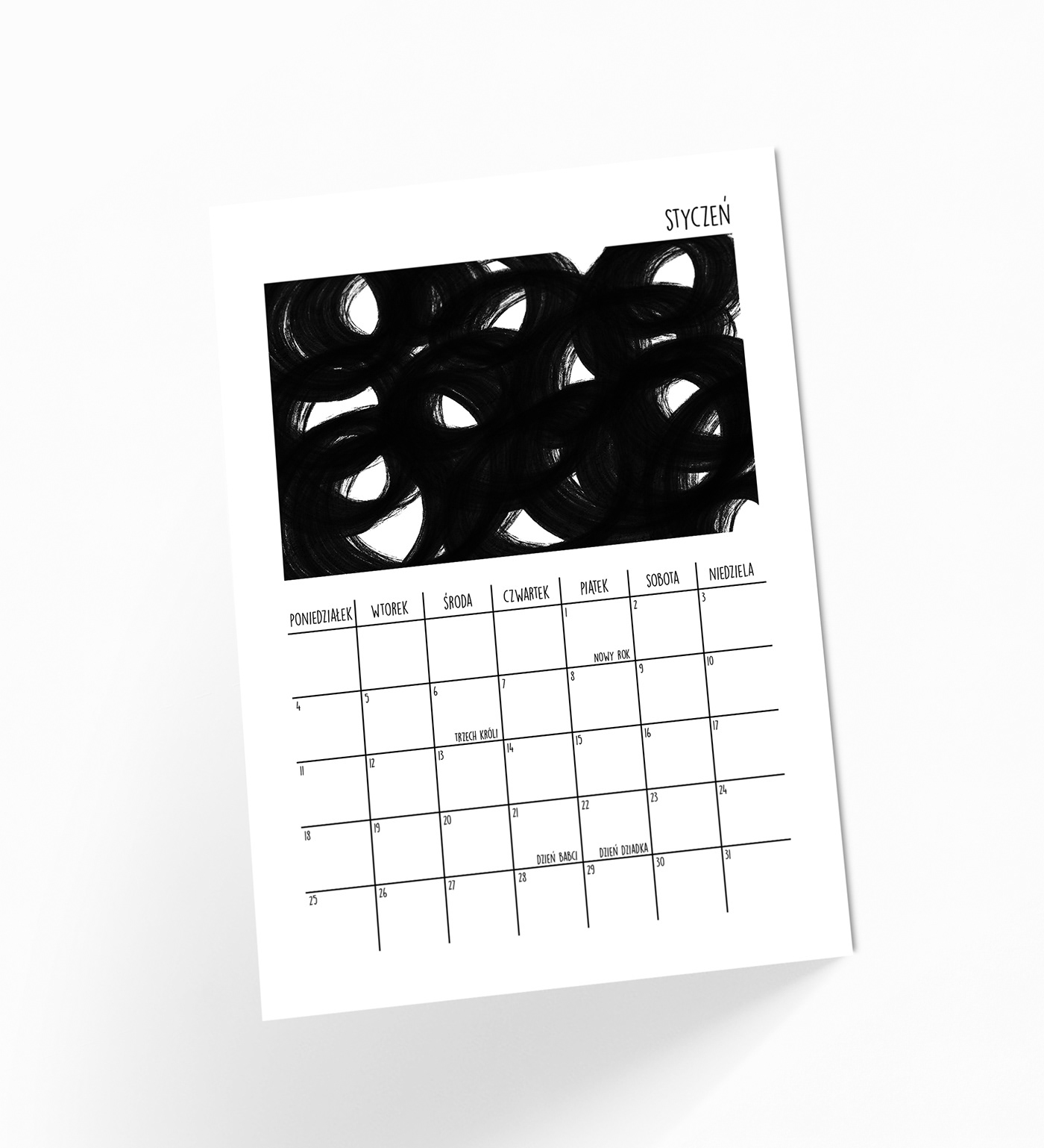 black and white calendar 2021 digital painting kalendarz 2021 Mockup pattern Photography  poster print Procreate