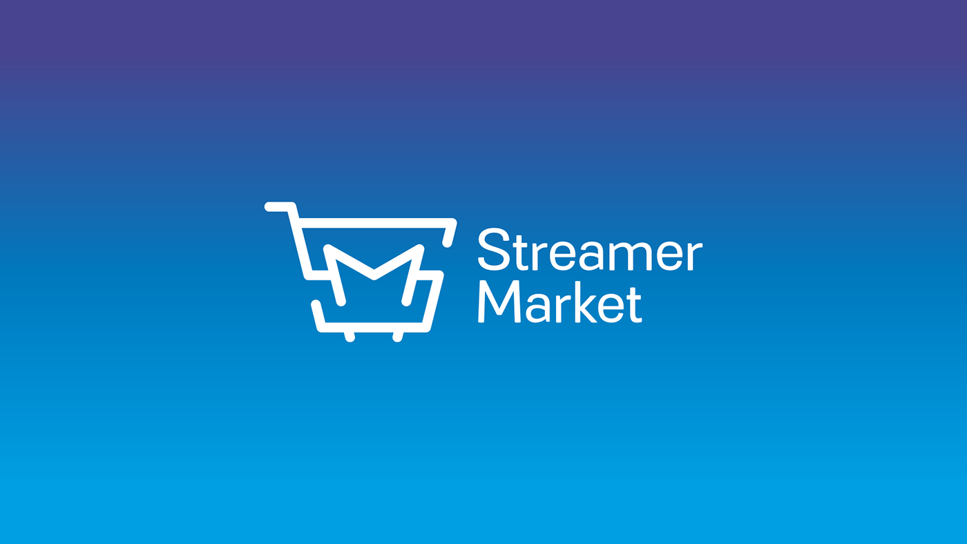 Streamer Market White Logo on Purple and Blue Gradient