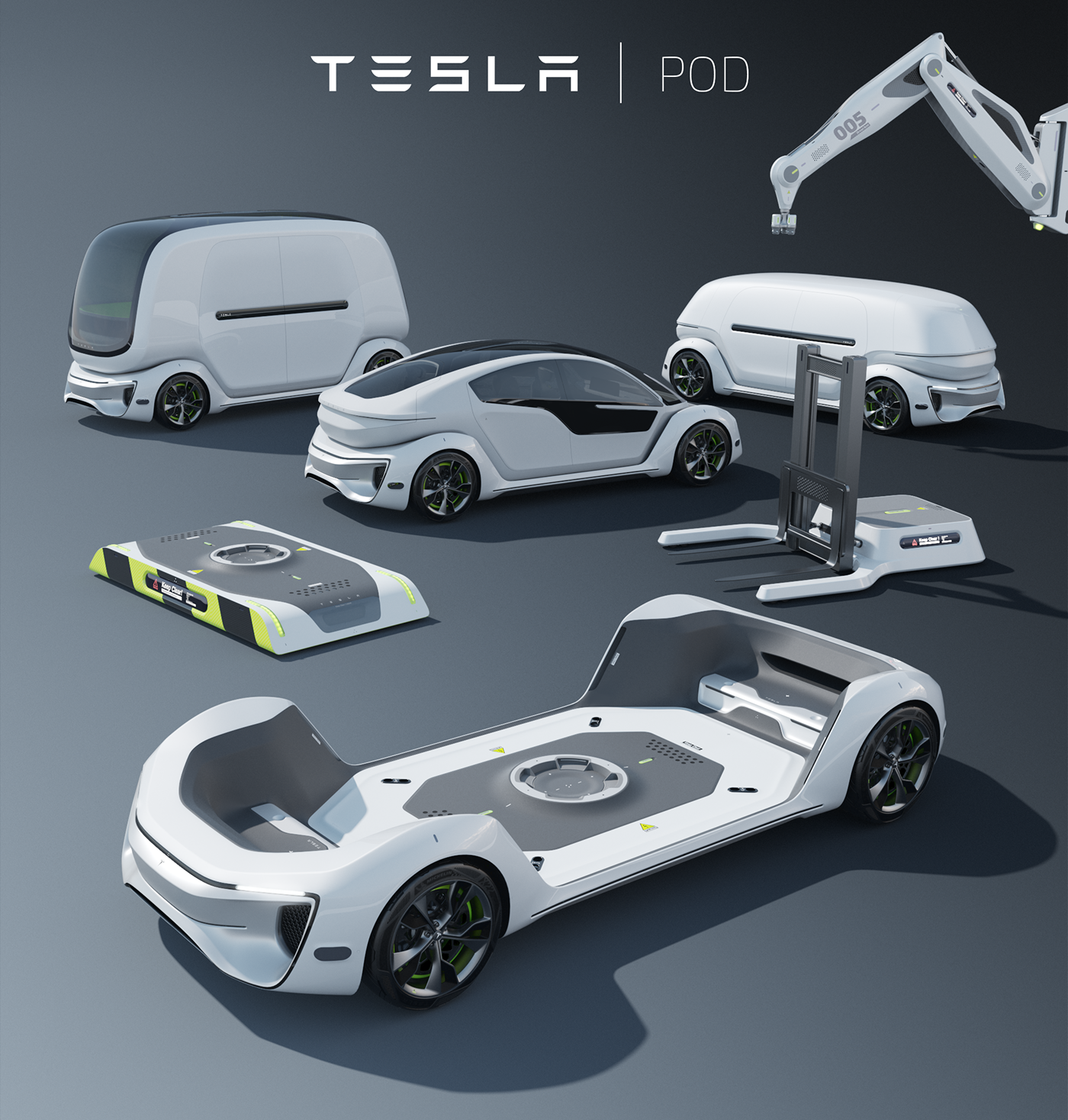 tesla POD Autonomous modular electric car design automotive   thesis masters