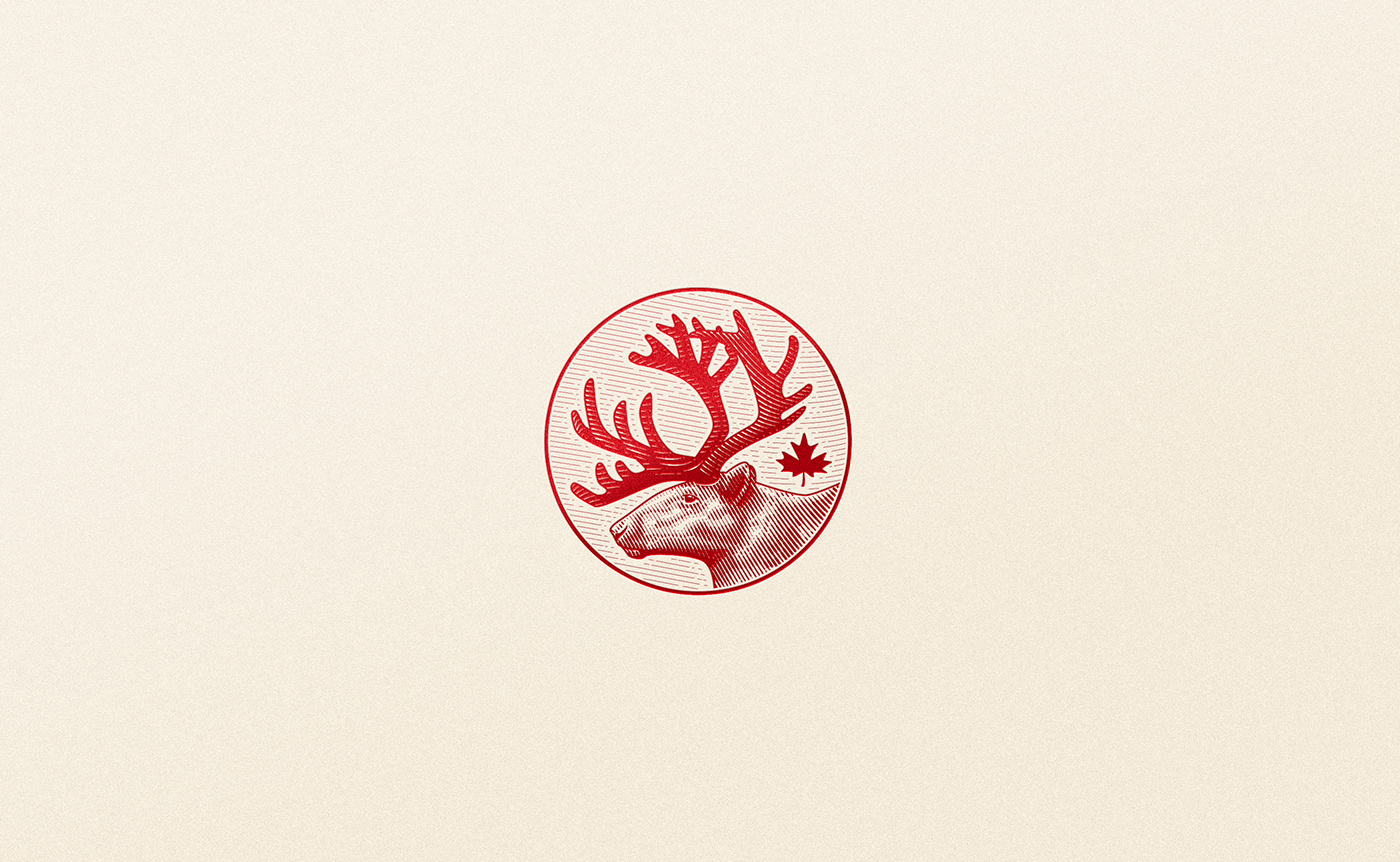 branding  Canada Caribou circle craft engraving handmade Icon identity logo