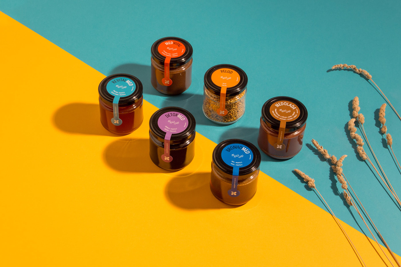 Honey package design, vibrant colors
