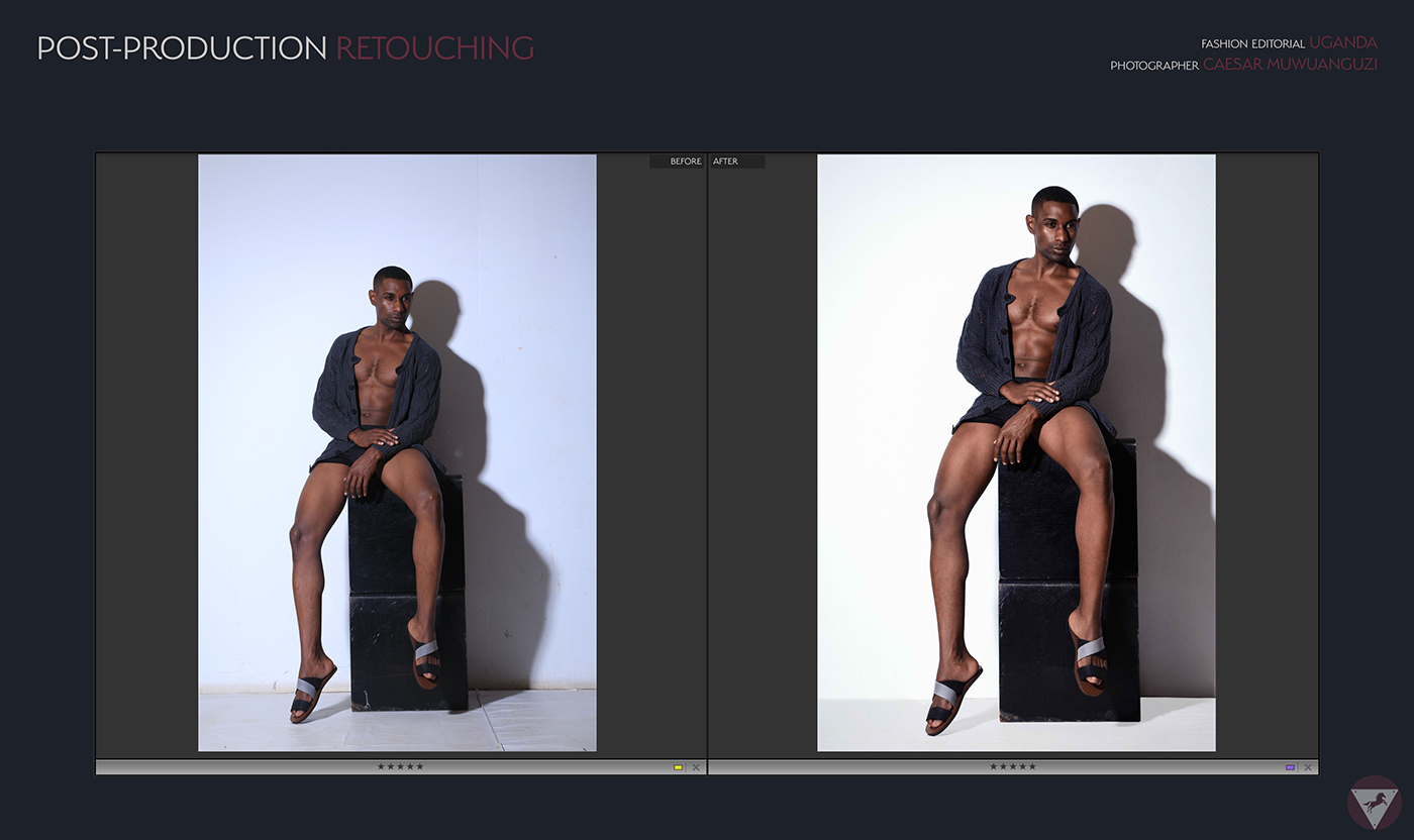 fashion editorial retouching  post-production studio background male model Uganda swave editorial Photography 