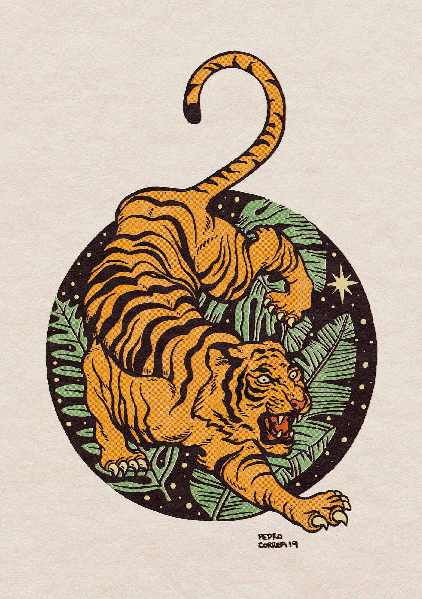 ink sketchbook traditional illustration tattoo tiger panther Space  skull vintage Retro