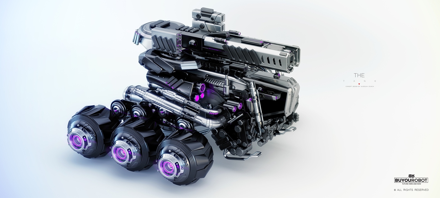 Vehicle machine car wheels futuristic Tank armored battle