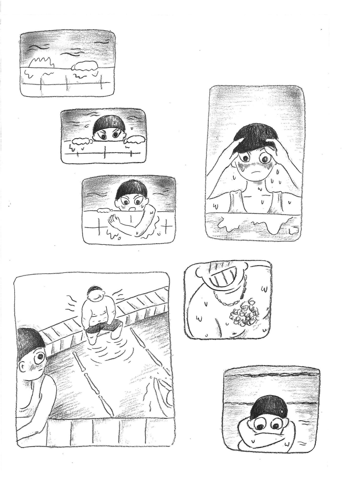 comic sketch Drawing  black and white deceased memories summer river smell
