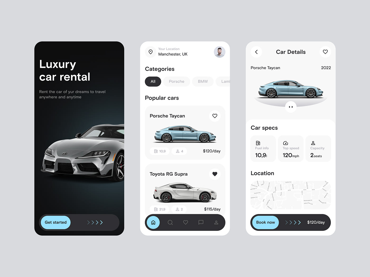 car app Car app Design Car rental Car rental services rent a car rental app design car rental app luxury car app luxury car rental